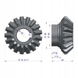 Bevel gear with 17 1 85 Samasz mower