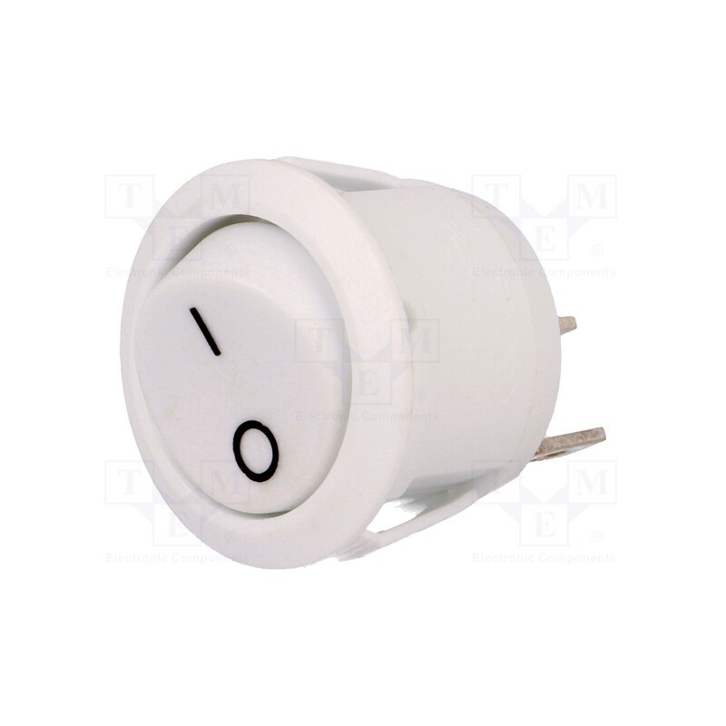 1 pcs x SCI - R13-112F-02-WW-2D - ROCKER, SPST, Pos: 2, OFF-(ON), 10A/250VAC, white, none, 50mΩ, round