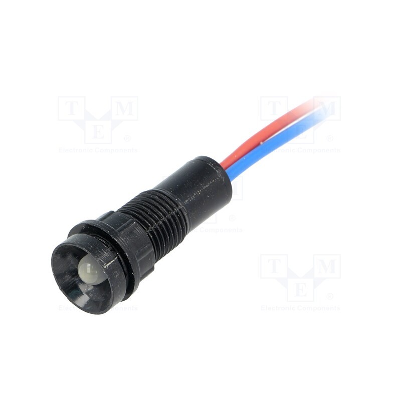 1 pcs x POLAM-ELTA - LW-D5-12AC/DC - Indicator: LED, recessed, white, 12VDC, 12VAC, Ø11mm, IP40, plastic