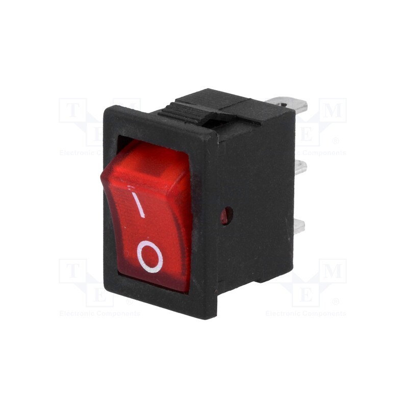 1 pcs x - RSSM101A2C3RD - ROCKER, SPST, Pos: 2, ON-OFF, 3A/250VAC, red, neon lamp, 35mΩ, RSC07