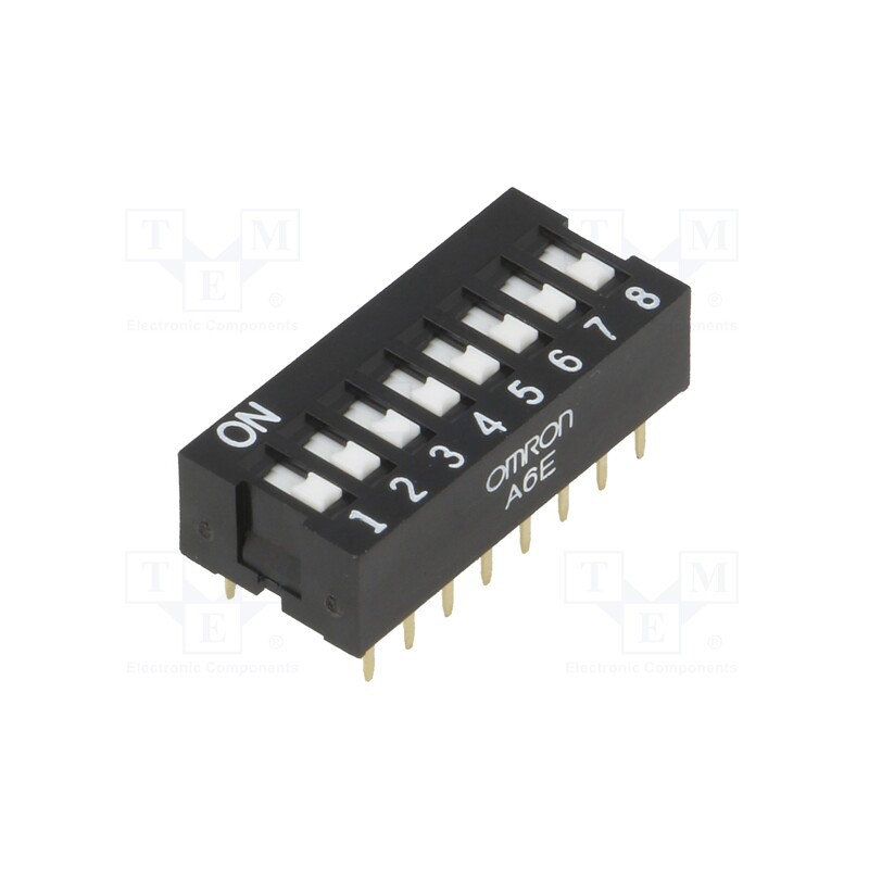 1 pcs x OMRON OCB - A6E-8101-N - Switch: DIP-SWITCH, Poles number: 8, ON-OFF, 0.025A/24VDC, Pos: 2