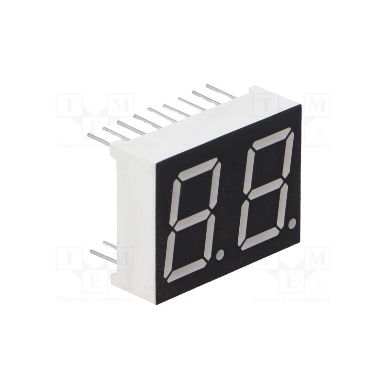 1 pcs x WENRUN - LDD056BAG-101-02 - Display: LED, 7-segment, 14.22mm, 0.56', No.char: 2, green, 6mcd