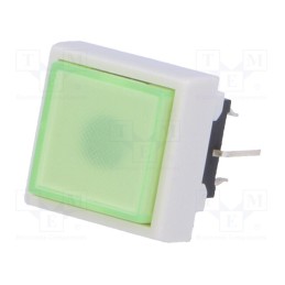 1 pcs x HIGHLY ELECTRIC - PB6133FBL-3 - Switch: keypad, Pos: 2, DPDT, 0.1A/30VDC, green, LED, green, THT, 1.5N