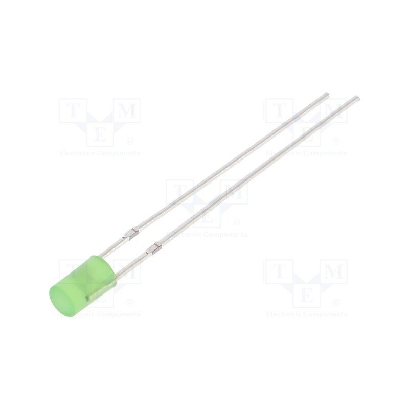 1 pcs x OPTOSUPPLY - OSG5DA3HE4B-12V - LED, 3mm, green, 1120mcd, 140°, Front: flat, 12V, No.of term: 2, 225mW