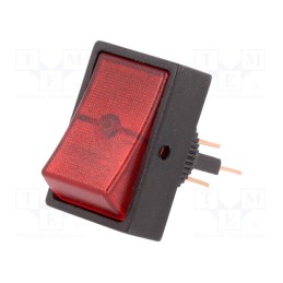 1 pcs x SCI - R13-207B-01-BR - ROCKER, SPST, Pos: 2, ON-OFF, 30A/12VDC, red, neon lamp, 50mΩ