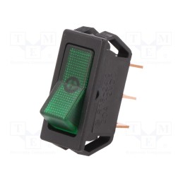 1 pcs x SCI - R13-249B-01-BG - ROCKER, SPST, Pos: 2, ON-OFF, 20A/12VDC, green, neon lamp, 50mΩ