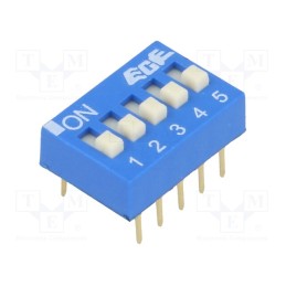 1 pcs x ECE - EDG105S - Switch: DIP-SWITCH, Poles number: 5, ON-OFF, 0.025A/24VDC, Pos: 2