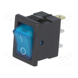 1 pcs x - RSSM101A2C3BU - ROCKER, SPST, Pos: 2, ON-OFF, 3A/250VAC, blue, neon lamp, 35mΩ, RSC07