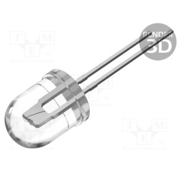 1 pcs x OPTOSUPPLY - OSG59AA131A - LED, 10mm, green, 30000÷35000mcd, 30°, Front: convex, 2.8÷3.6V