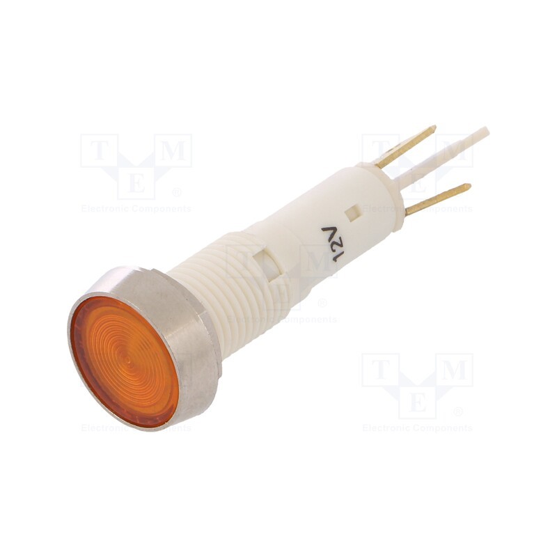 1 pcs x NINIGI - IND10P-12Y-C - Indicator: LED, flat, yellow, 12VDC, 12VAC, Ø10mm, plastic