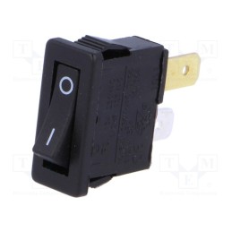 1 pcs x BULGIN - H8800VABB133W - ROCKER, SPST, Pos: 2, ON-OFF, 10A/250VAC, black, none, Body: black