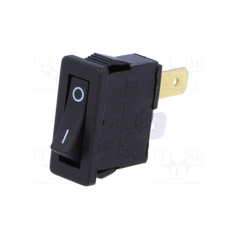 1 pcs x BULGIN - H8800VABB133W - ROCKER, SPST, Pos: 2, ON-OFF, 10A/250VAC, black, none, Body: black