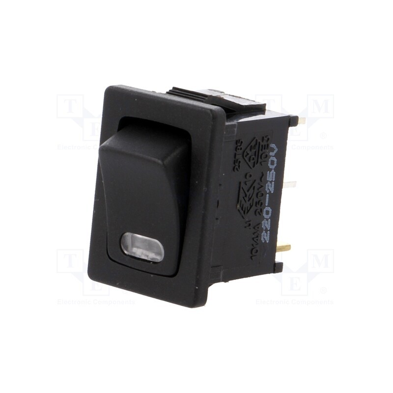 1 pcs x SCI - R13-66B4W-02-BBR-L1 - ROCKER, SPST, Pos: 2, ON-OFF, 10A/250VAC, black, neon lamp,point