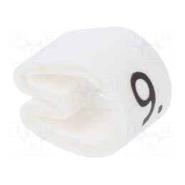 500 pcs x TE Connectivity - 6201909 - Markers, Marking: 9, 4.3÷6.9mm, PVC, white, -45÷70°C, leaded