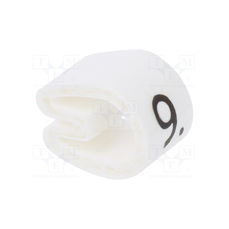 500 pcs x TE Connectivity - 6201909 - Markers, Marking: 9, 4.3÷6.9mm, PVC, white, -45÷70°C, leaded