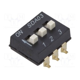 1 pcs x C&K - SDA03H1SBD - Switch: DIP-SWITCH, Poles number: 3, ON-OFF, 0.025A/24VDC, Pos: 3