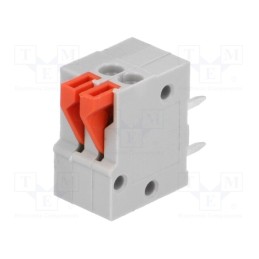 2 pcs x NINIGI - AC141R-02P-2.54-GRAY - PCB terminal block, angled 90°, 2.54mm, ways: 2, on PCBs, 0.5mm2