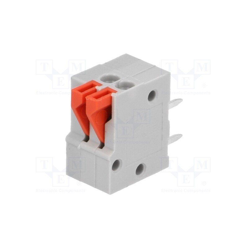 2 pcs x NINIGI - AC141R-02P-2.54-GRAY - PCB terminal block, angled 90°, 2.54mm, ways: 2, on PCBs, 0.5mm2