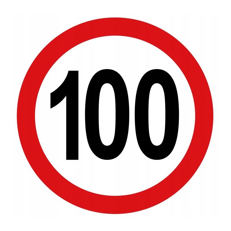 Sticker speed limit 100 km sign 12 cm wide