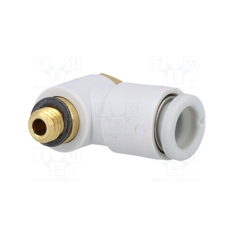 1 pcs x SMC-KQ2V06-M5A - Push-in fitting, threaded,angled 90°, -1÷10bar, Thread: M5