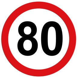 Sticker speed limit 80km sign diameter 12cm