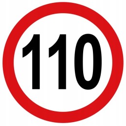 Sticker speed limit 110km sign 12cm wide