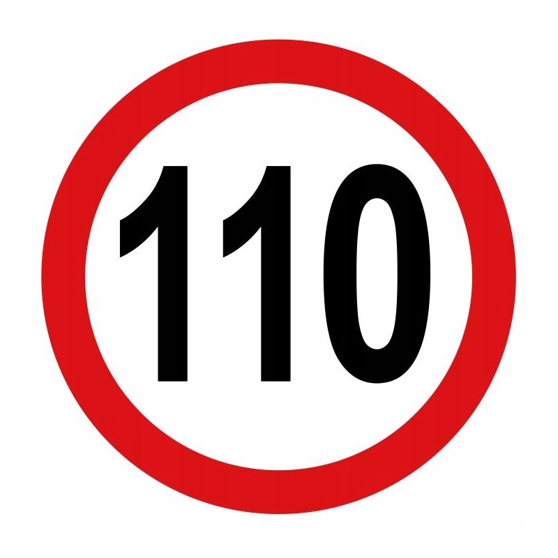 Sticker speed limit 110km sign 12cm wide