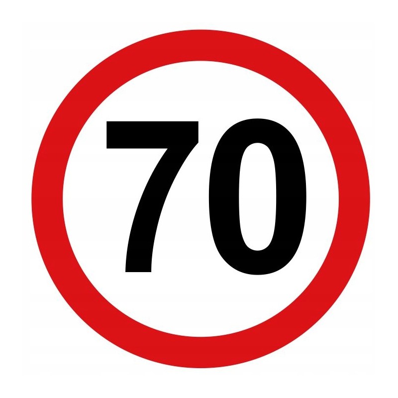 Sticker speed limit 70 km sign diameter 16 cm