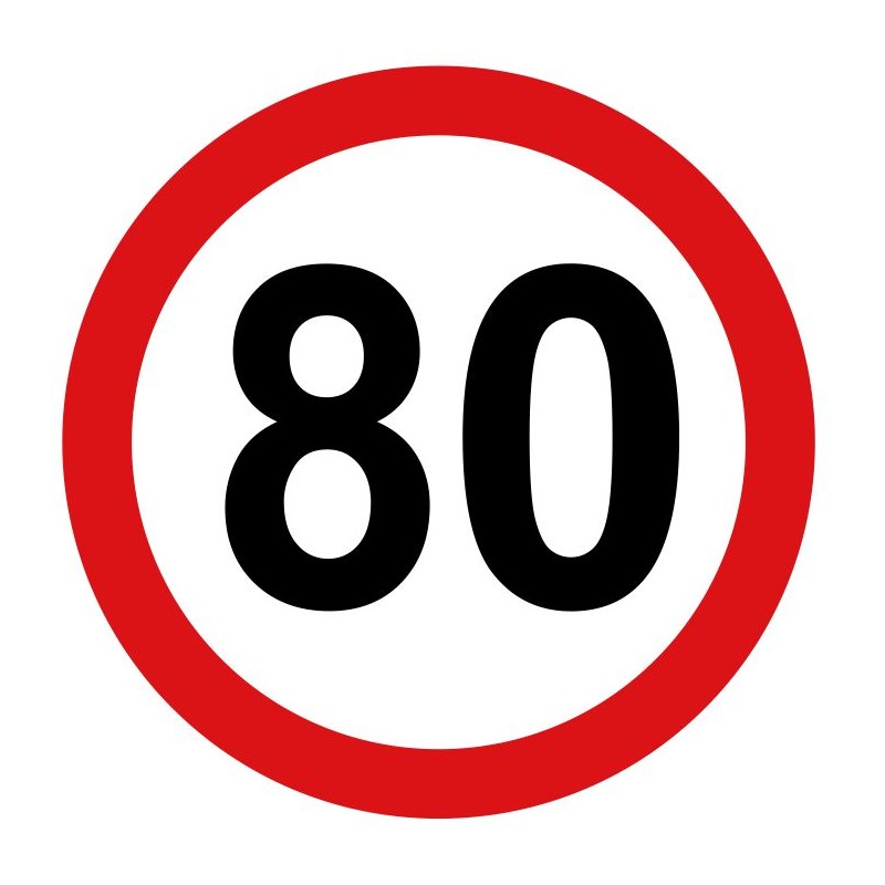 Sticker speed limit 80km sign diameter 16cm