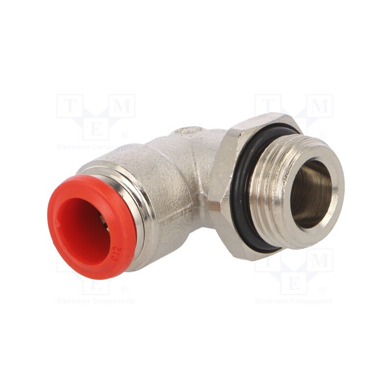 1 pcs x AIGNEP-50116 12-1/2 - Push-in fitting, angled, -0.99÷20bar, nickel plated brass