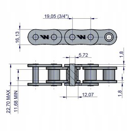 Roller chain for the Sipma PS 1312 roll press