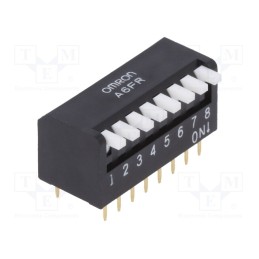 1 pcs x OMRON OCB - A6FR8104 - Switch: DIP-SWITCH, Poles number: 8, ON-OFF, 0.025A/24VDC, Pos: 2