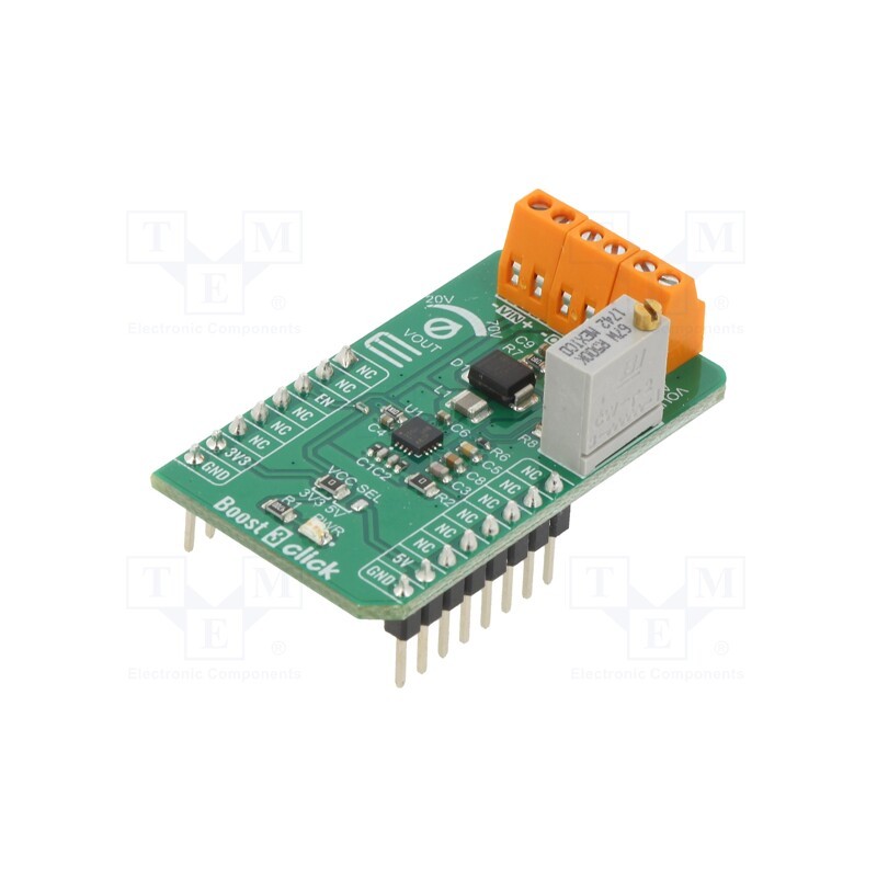 1 pcs x MIKROE - BOOST 3 CLICK - Click board, DC/DC converter, GPIO, TPS61391, prototype board