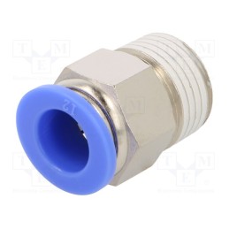 1 pcs x PNEUMAT-123.012-12 - Push-in fitting, straight, -0.95÷15bar, nickel plated brass
