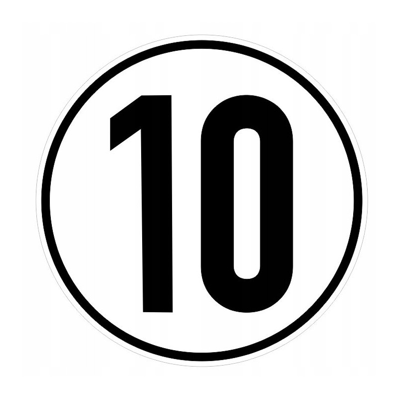 Sticker speed limit 10 km sign 12 cm wide