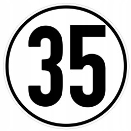 Sticker speed limit 35km sign diameter 12cm