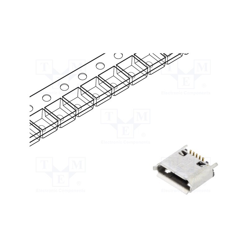 2 pcs x Global Connector Technology (GCT) - USB3160-30-0120-1-C - Socket, USB B micro, SMT, PIN: 5, vertical, USB 2.0, 1.8A
