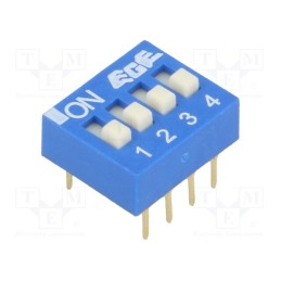 1 pcs x ECE - EDG104S - Switch: DIP-SWITCH, Poles number: 4, ON-OFF, 0.025A/24VDC, Pos: 2