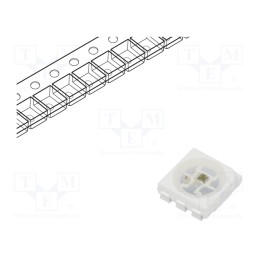 1 pcs x LUMEX - SMD-LX5050RGB-TR - Programmable LED, SMD, 5050, RGB, 5x5x1.5mm, 120°, 5V, 5mA
