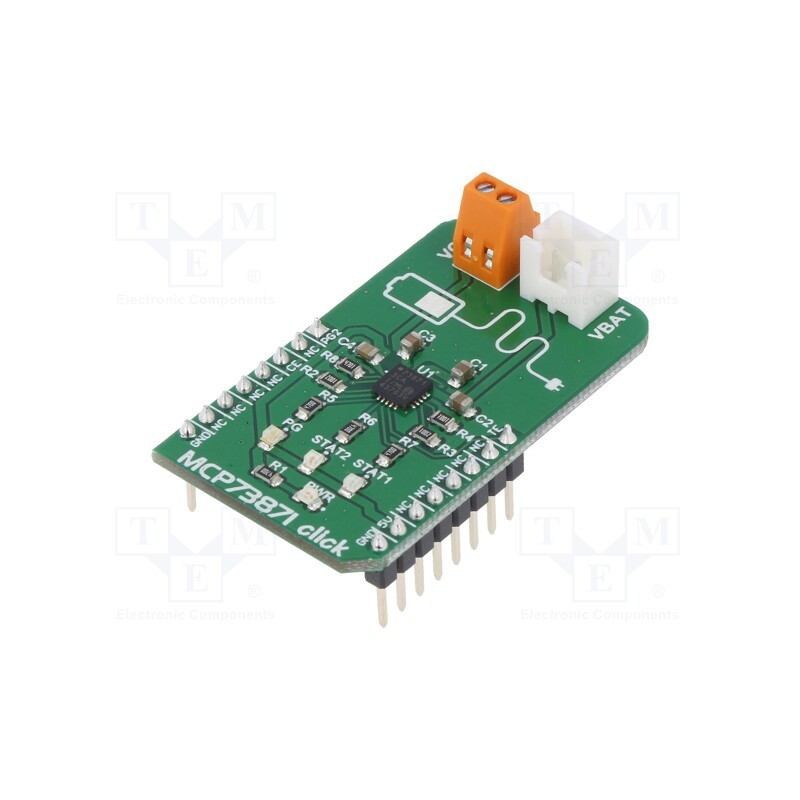1 pcs x MIKROE - MCP73871 CLICK - Click board, charger, GPIO, MCP73871, prototype board, 5VDC