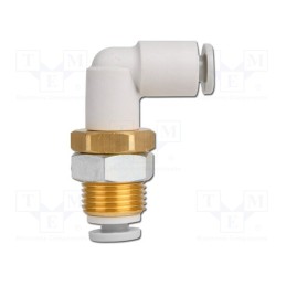 1 pcs x SMC-KQ2LE06-00A - Push-in fitting, threaded,angled 90°, -1÷10bar, Thread: M14