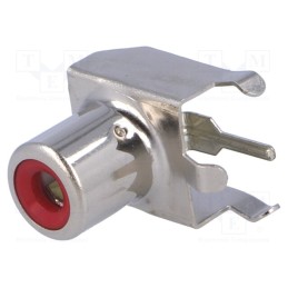 2 pcs x CLIFF - PHS-6A RED - Socket, RCA, female, angled 90°, THT, nickel plated, Marker: red