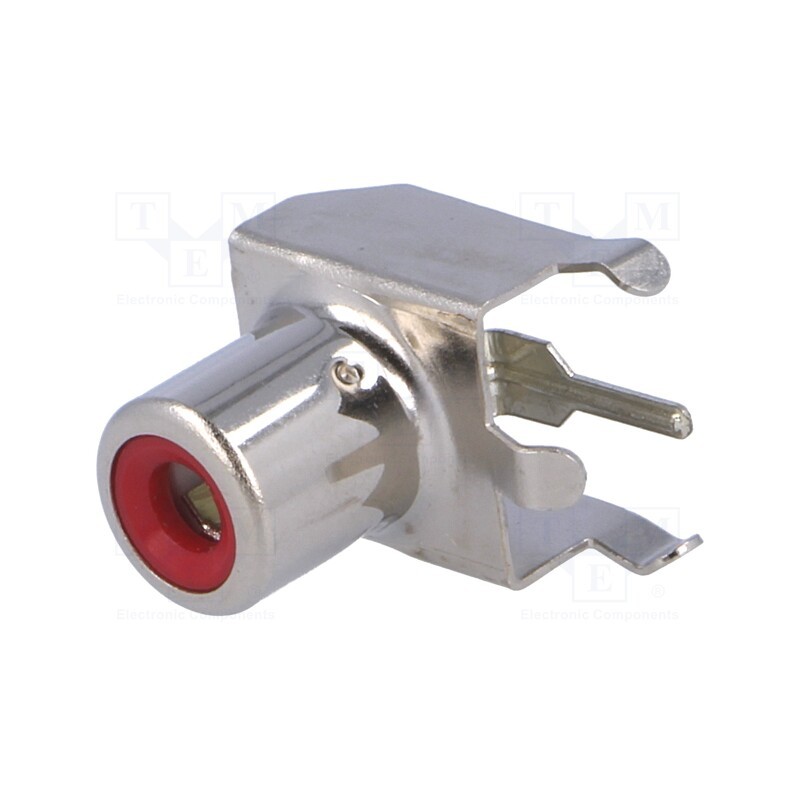 2 pcs x CLIFF - PHS-6A RED - Socket, RCA, female, angled 90°, THT, nickel plated, Marker: red