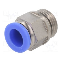 1 pcs x PNEUMAT-122.012-12 - Push-in fitting, straight, -0.95÷15bar, nickel plated brass