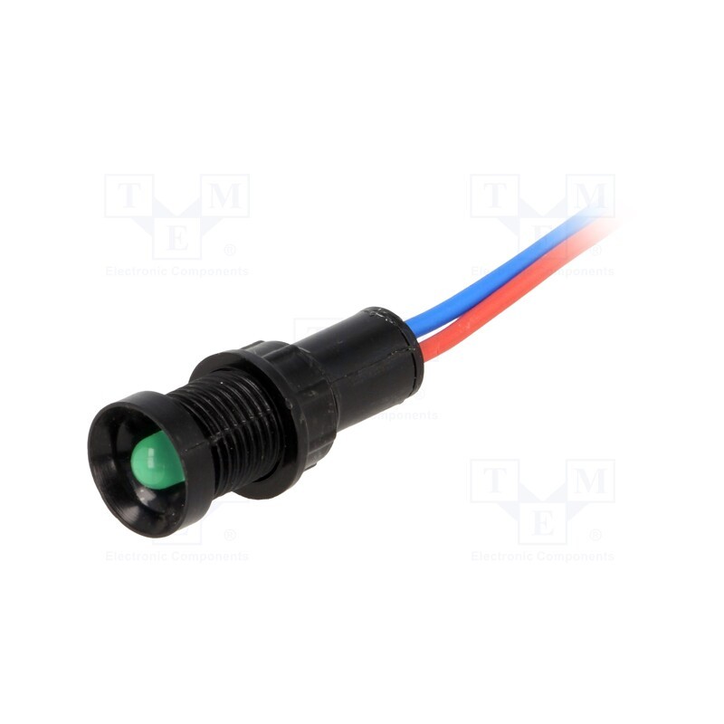 1 pcs x POLAM-ELTA - LG-D5-12AC/DC - Indicator: LED, recessed, green, 12VDC, 12VAC, Ø11mm, IP40, plastic