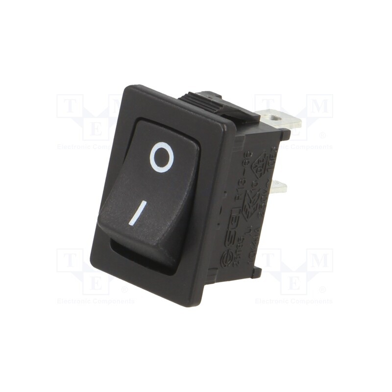 1 pcs x SWITCH COMPONENTS - RF1-1A-AC-2-B-1 - ROCKER, SPST, Pos: 2, ON-OFF, 10A/250VAC, black, none, Body: black