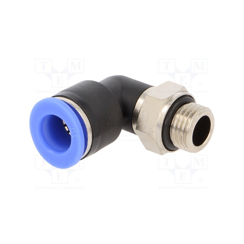 1 pcs x PNEUMAT-125N.014-10 - Push-in fitting, angled 90°,twistable, -0.95÷15bar, Thread: 1/4'