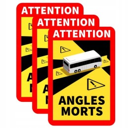 Angles morts bus coach sticker, set of 3 pcs