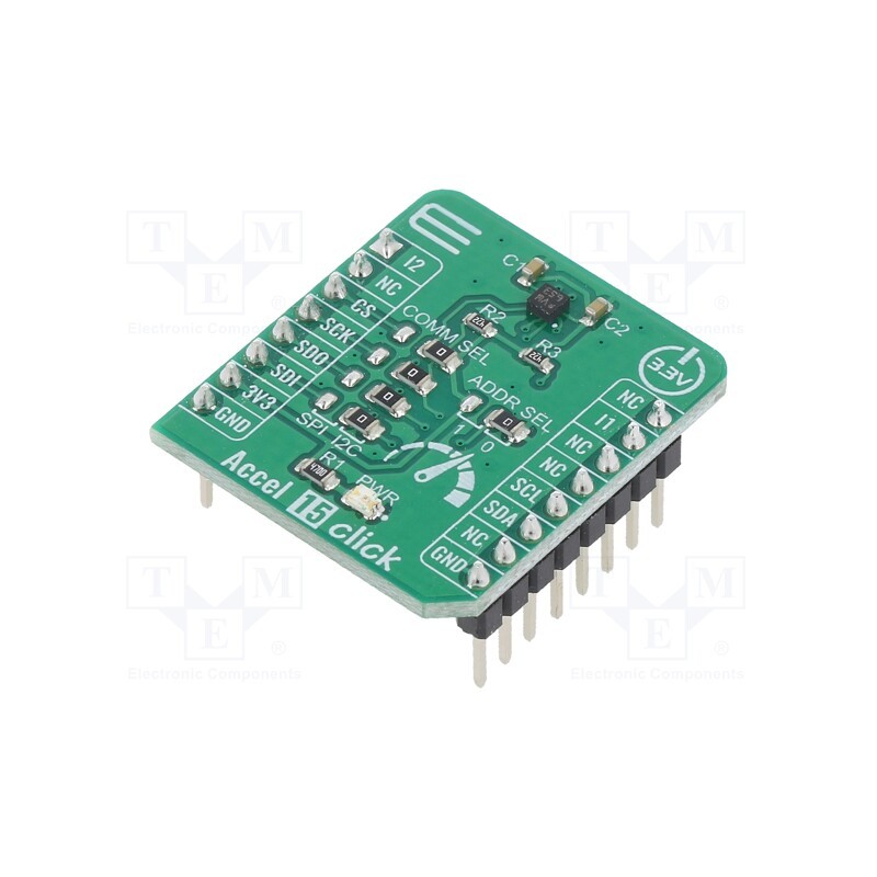 1 pcs x MIKROE - ACCEL 15 CLICK - Click board, accelerometer, I2C,SPI, BMA490L, prototype board