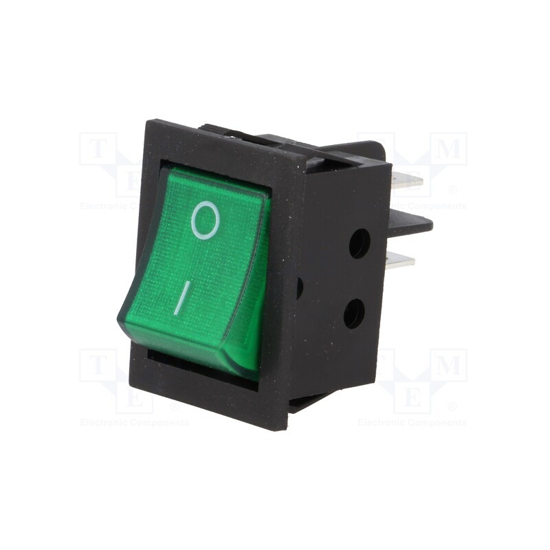 1 pcs x - RSI2013C3GN - ROCKER, DPST, Pos: 2, ON-OFF, 15A/250VAC, green, neon lamp, 35mΩ